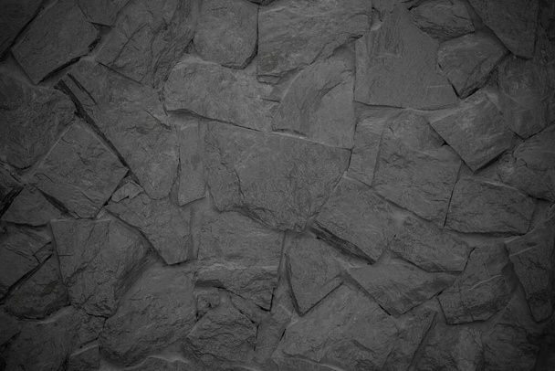 Czarny kamień ściana jako tło - Zdjęcie, obraz
