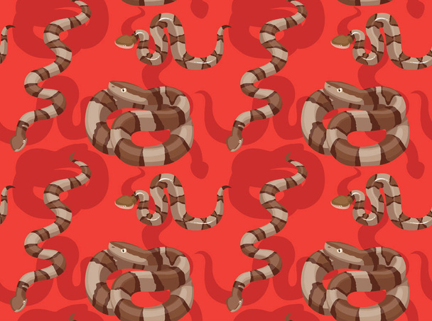 Snake Copperhead Cartoon Background Seamless Wallpaper - Vector, afbeelding