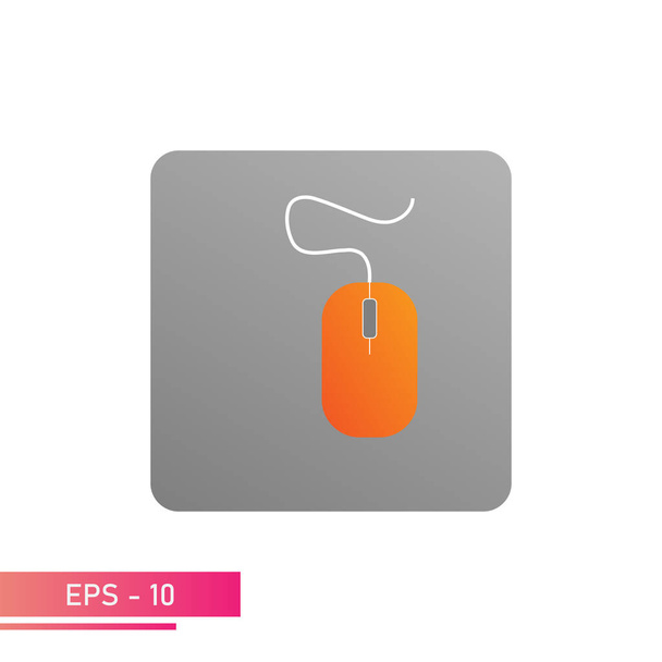Icon, computer mouse orange on a gray square. On a white background. Devices for the computer. Flat vector illustration. - ベクター画像