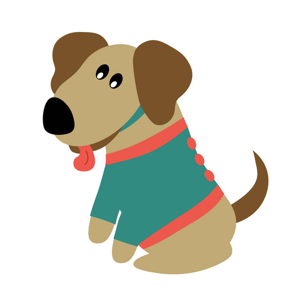 Dog in clothes. Accessories for animals. Shop concept. Clothes for animals. Flat isolated vector illustration. Icons. - Vetor, Imagem
