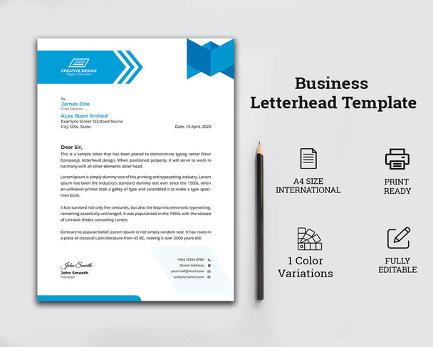 Business style letterhead malli suunnittelu, Corporate Letter Head Design, Letterhead malli - Vektori, kuva