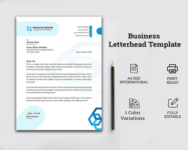 Business stijl briefhoofd sjabloon ontwerp, Corporate Letter Head Design, Briefhoofd sjabloon - Vector, afbeelding