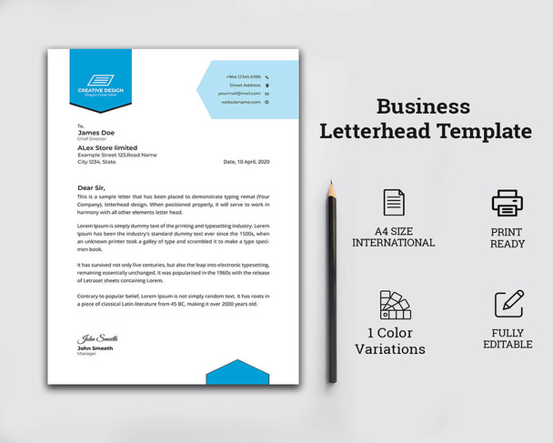Business style antetli şablon tasarımı, Corporate Letter Head Design, Letterhead Şablonu - Vektör, Görsel