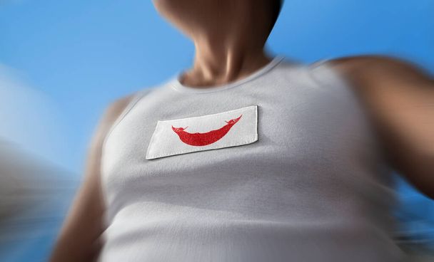 The national flag of Easter Island on the athletes chest - Фото, зображення