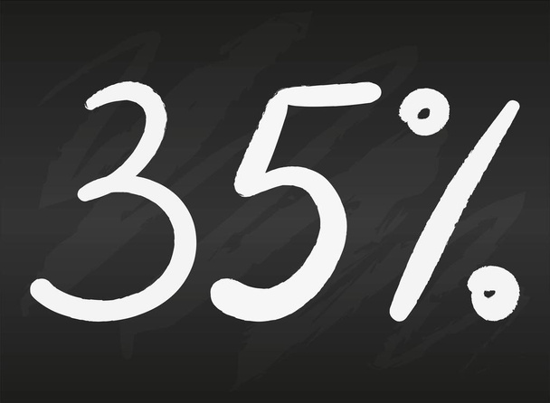35 kolmekymmentäviisi prosenttia merkki musta liitutaulu Yksinkertainen tasainen vektori kuva - Vektori, kuva
