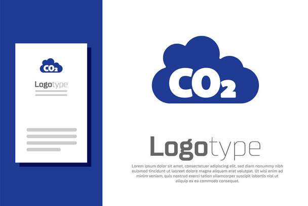Blaue CO2-Emissionen im Wolkensymbol isoliert auf weißem Hintergrund. Kohlendioxidformel, Smogverschmutzungskonzept, Umweltkonzept. Logo-Design-Vorlage Element. Vektor - Vektor, Bild