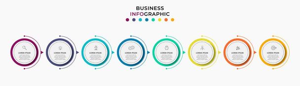 El vector de diseño de infografías y los iconos de marketing se pueden utilizar para el diseño del flujo de trabajo, diagrama, informe anual, diseño web. Concepto de negocio con 8 opciones, pasos o procesos. - Vector, Imagen