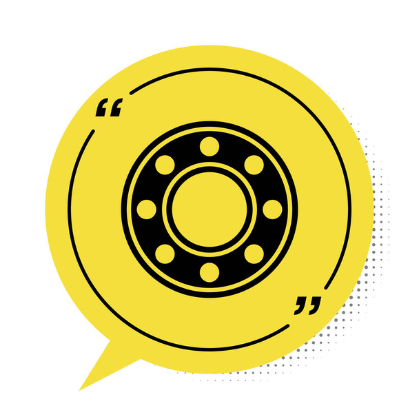 Icône de roulement à billes noire isolée sur fond blanc. Symbole de bulle de parole jaune. Vecteur - Vecteur, image