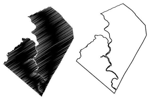 Summers County, State of West Virginia (Estados Unidos da América, Estados Unidos da América, EUA, EUA) mapa ilustração vetorial, esboço de rabiscos Summers map - Vetor, Imagem