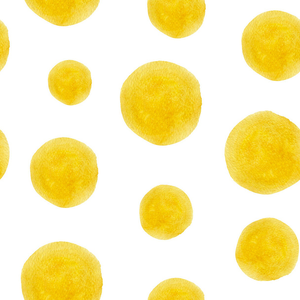 Ηλιόλουστη κίτρινη αφηρημένη κηλίδες υδατογραφία αδιάλειπτη μοτίβο. Πρότυπο διακόσμησης σχεδίων και εικονογραφήσεων. - Φωτογραφία, εικόνα