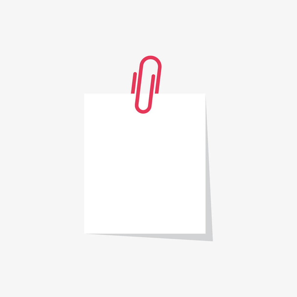 kancelářská sponka s prázdným bílým poznámkovým papírem pro vaši zprávu nebo přidáním dalšího textu. vektorová ilustrace - Vektor, obrázek