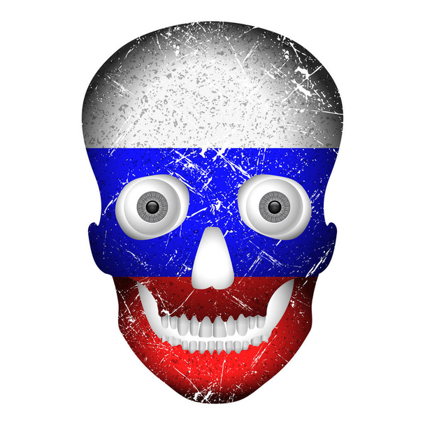 Skull flag Russia on a white background. Vector illustration. - Vetor, Imagem