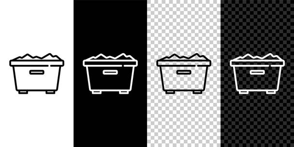 Set line Trash can icon isolated on black and white background. Garbage bin sign. Recycle basket icon. Office trash icon. Vector - Vector, Image