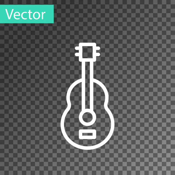 Bílá čára Španělská ikona kytary izolované na průhledném pozadí. Akustická kytara. Strunový hudební nástroj. Vektor - Vektor, obrázek