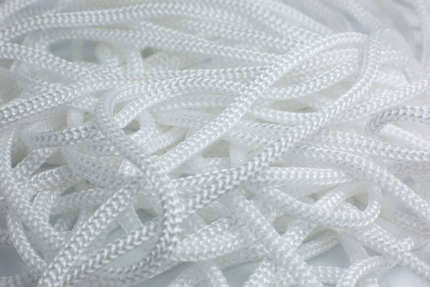 Blanc corde de coton texture fond. Fil Macro photo, gros plan. - Photo, image