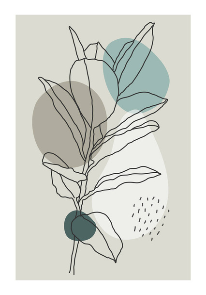 Minimalist botanical branch with leaves abstract collage - Vetor, Imagem