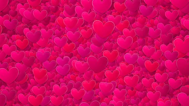 Mehrere rosa Herzen mit Gradienteneffekt. Kulissendesign. - Foto, Bild
