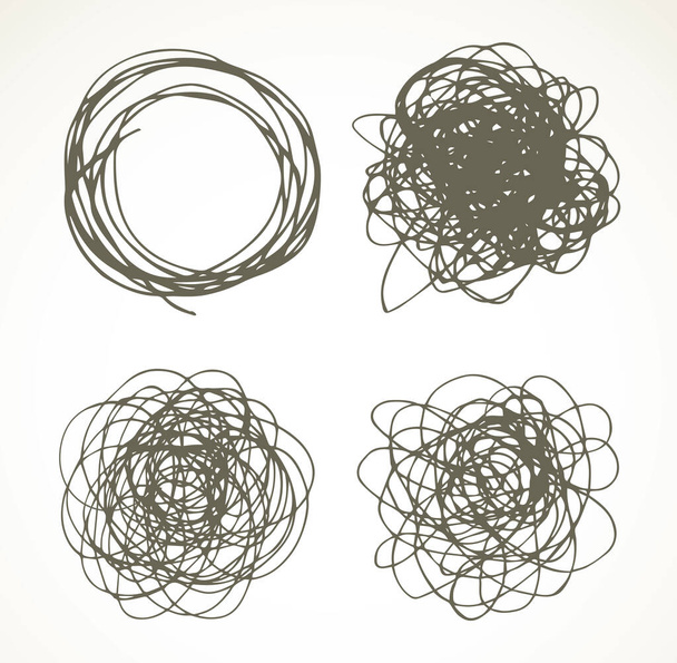 脳バンドカジュアルなミックス決定ジョブネットワーク方法ホワイトテキスト空間の背景。概要黒ペン手描きライフパス。ケーブルネットコードロープループパズルワークボール形状タスクアートスクロールロゴデザインスタイル - ベクター画像
