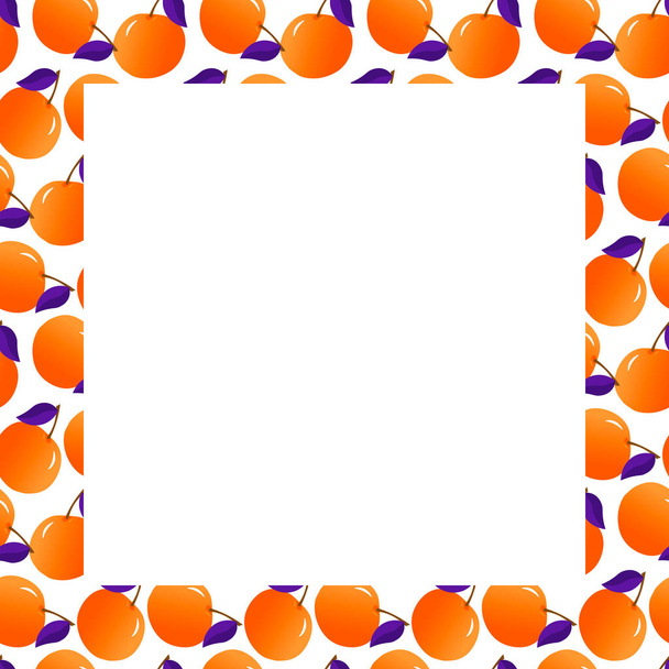 オレンジの枠のカード。柑橘類の正方形の境界線のデザイン.  - ベクター画像