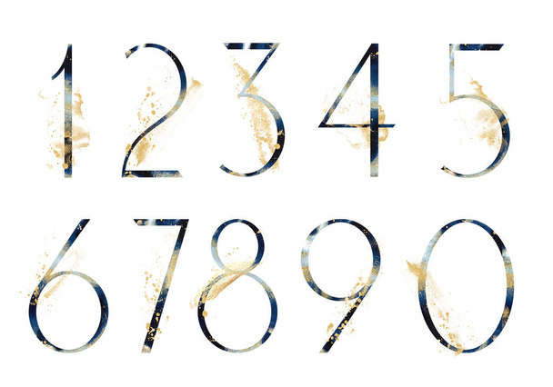 Abstract Textured Gold and Dark Numbers set - 1, 2, 3, 4, 5, 6, 7, 8, 9, 0. - Photo, Image