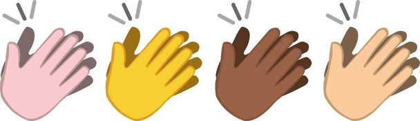 Vektor illusztráció a különböző színű tapsoló kéz hangulatjelek - Vektor, kép