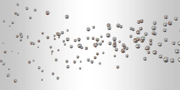 Esferas enferrujadas abstratas voam no ar em um fundo cinza. Design moderno. Papel de parede. Renderização 3D - Foto, Imagem