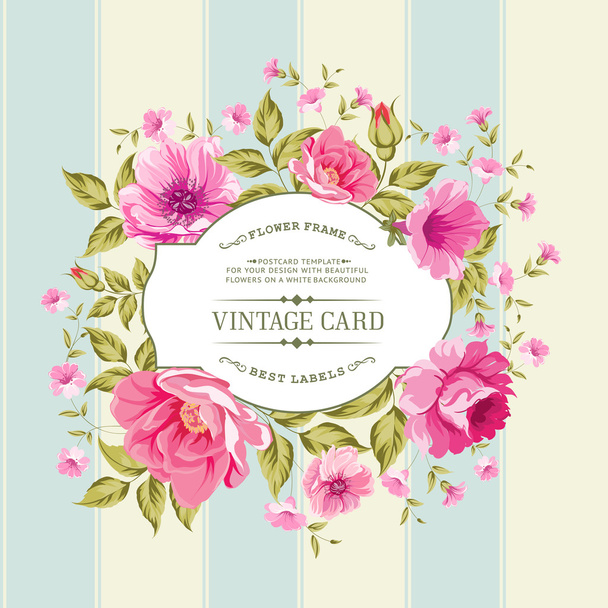 Flower label on the vintage card. - Vector, Image