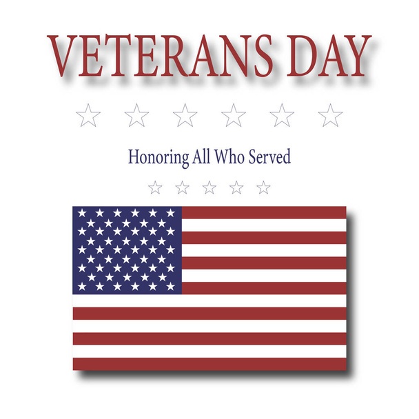 Veterans Day - Honoring All Who Served plaque with American flag vector. - Vector, Image