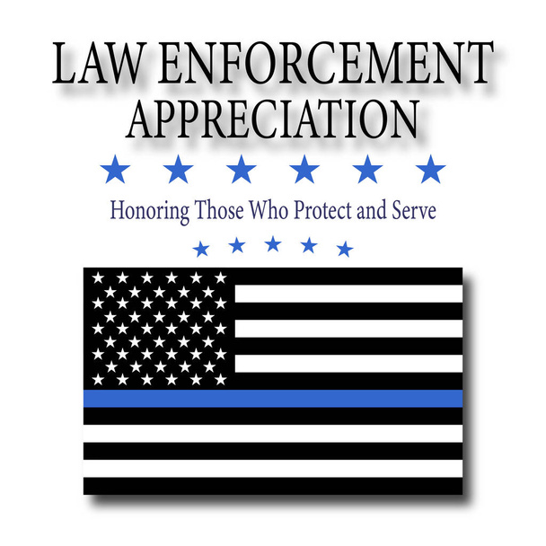 Postępowanie z policyjną flagą Thin Blue Line. Flaga symbolizuje dumę policjantów i funkcjonariuszy policji.. - Wektor, obraz