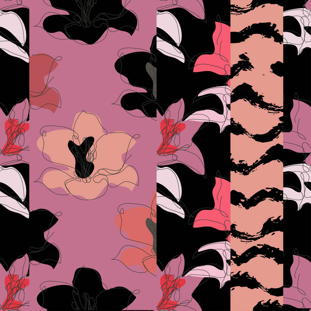 Elegant seamless pattern with lily flowers, design elements. Floral  pattern for invitations, cards, print, gift wrap, manufacturing, textile, fabric, wallpapers - Vetor, Imagem