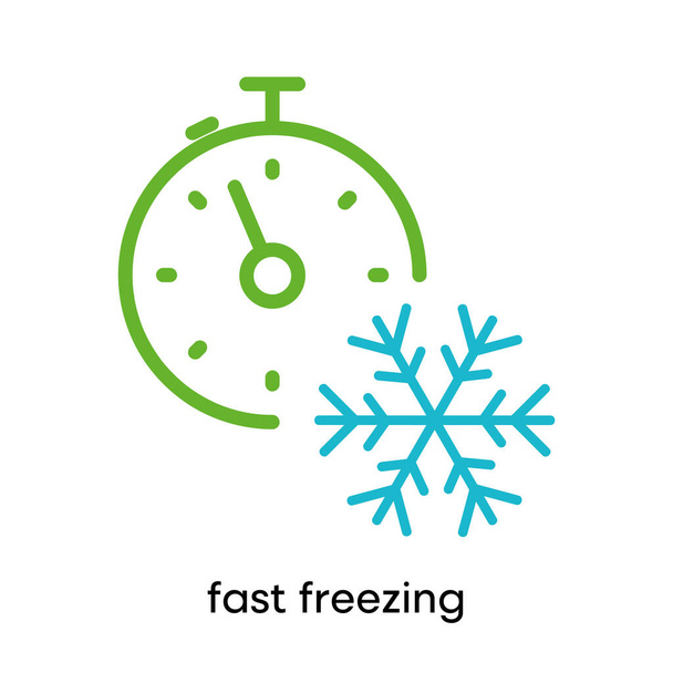 Fast freezing icon. It is the clock and dot point icon. This symbol is the symbol for the freezing point of water. Colorful snowflake icon. Editable Stroke. Logo, web and app. - Vector, Image