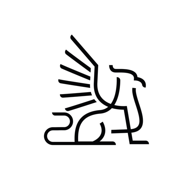 premium black minimal Griffin Mythical Creature Emblem mascot Line Vector Design - Fotó, kép