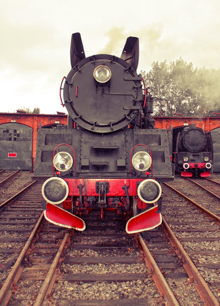 vintage black steam powered railway train  - Photo, Image