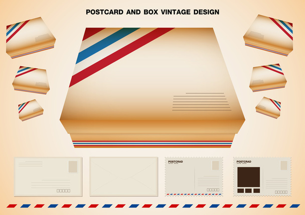 POSTCARD AND BOX VINTAGE DESIGN - Vector, Image