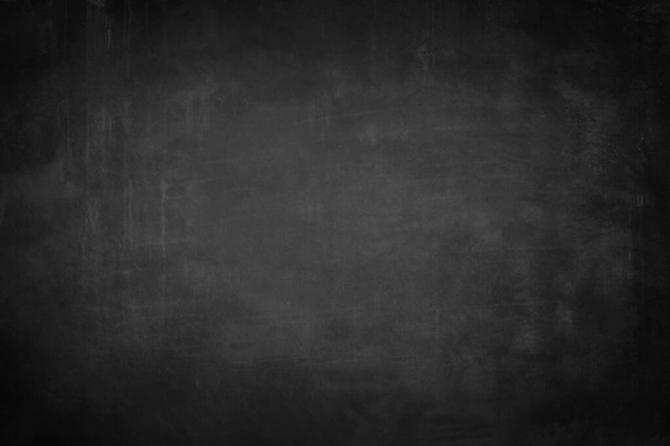 Chalkboard or black board texture abstract background with grunge dirt white chalk rubbed out on blank black billboard wall, copy space, element can use for wallpaper education communication backdro - Fotó, kép
