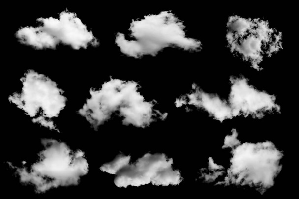 Fehér felhők elszigetelt fekete háttér, clounds set on blac - Fotó, kép