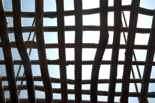 Texture and background of wooden roof Weave into squares. - Foto, immagini