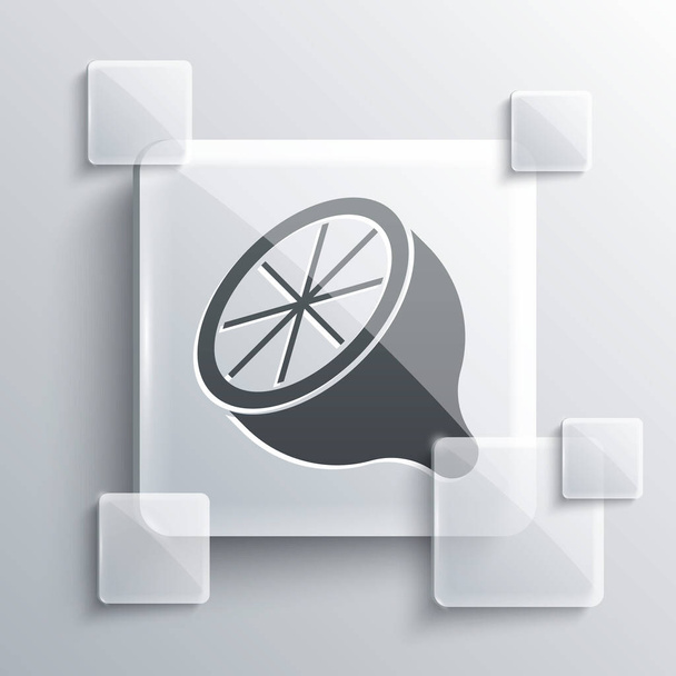 Grey Lemon icon isolated on grey background. Square glass panels. Vector - Vector, Image