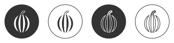 Fekete görögdinnye ikon elszigetelt fehér alapon. Körgomb. Vektor - Vektor, kép