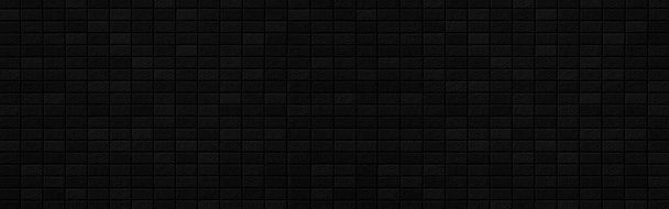 Panorama ročníku černé cihly obklady stěna vzor a pozadí bezešvé - Fotografie, Obrázek