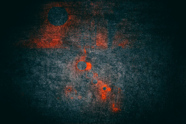 Grunge, oscuro, fondo, con manchas naranjas Viñeta Textura de fondo - Foto, imagen