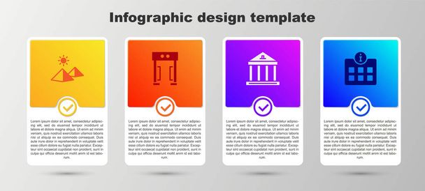 Set Egypt pyramids, Metal detector, Museum building and Information. Business infographic template. Vector - Vector, Image