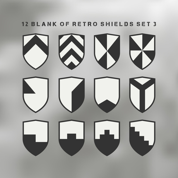 Set of shields black and white - Vector, Image
