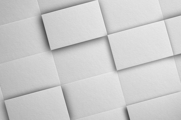 Layout de cena de cartões de visita em um fundo de papel texturizado branco. Renderização 3D - Foto, Imagem
