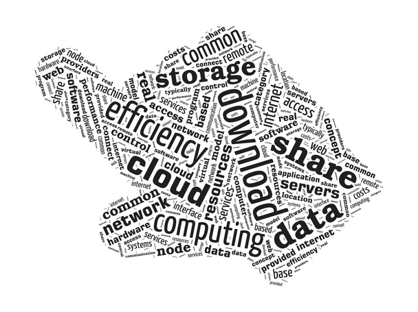 Hand Pointing Shaped Word Cloud - концепція хмарних обчислень
 - Вектор, зображення