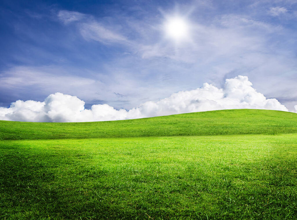 campo verde y cielo azul - Foto, Imagen