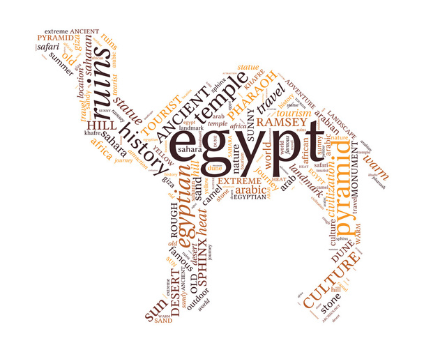 Camel shaped Egypt concept word cloud - Vector, Image