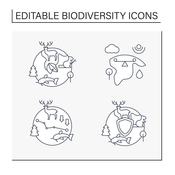 Набор значков линий биоразнообразия - Вектор,изображение