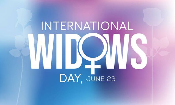 La Journée internationale des veuves est célébrée chaque année le 23 juin, c'est une journée d'action pour lutter contre la pauvreté et l'injustice auxquelles sont confrontés des millions de veuves et leurs personnes à charge dans de nombreux pays. Art vectoriel. - Vecteur, image