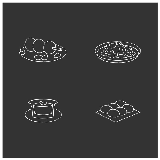 Iconos de tiza comida japonesa - Vector, Imagen